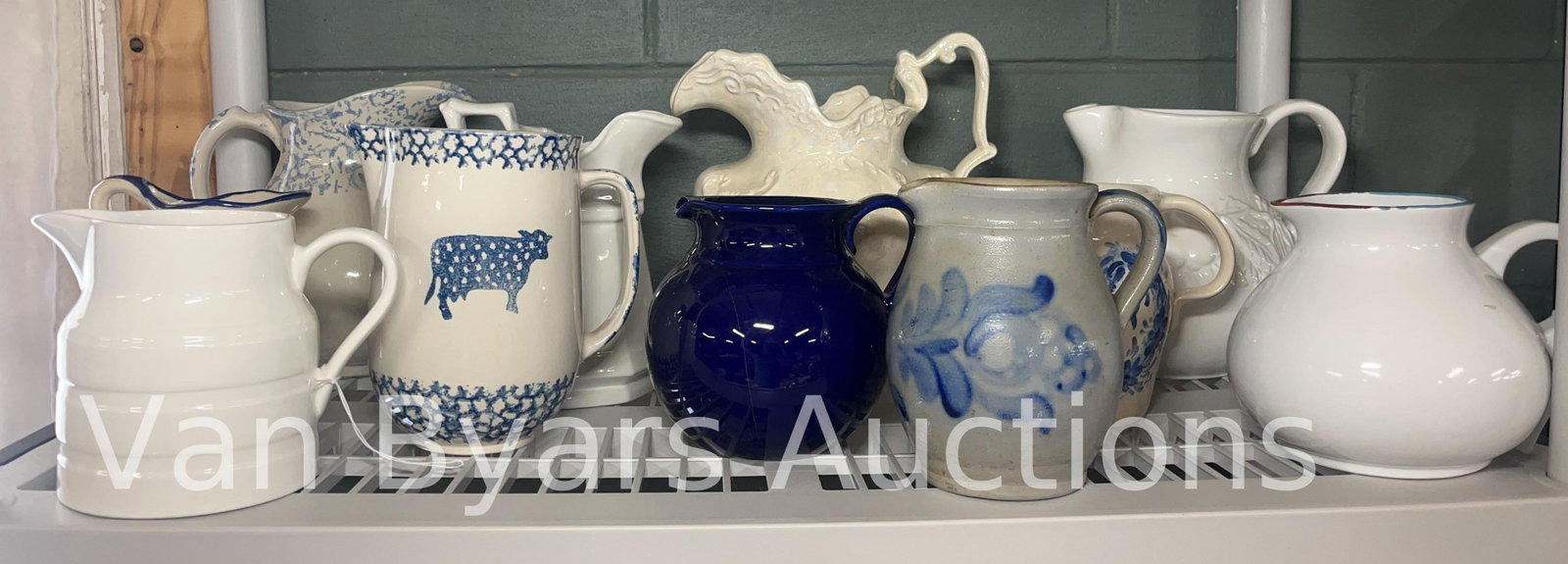Assorted Pitchers, INV. 2083: Approx. height of tallest 10 1/4". Some with marking.