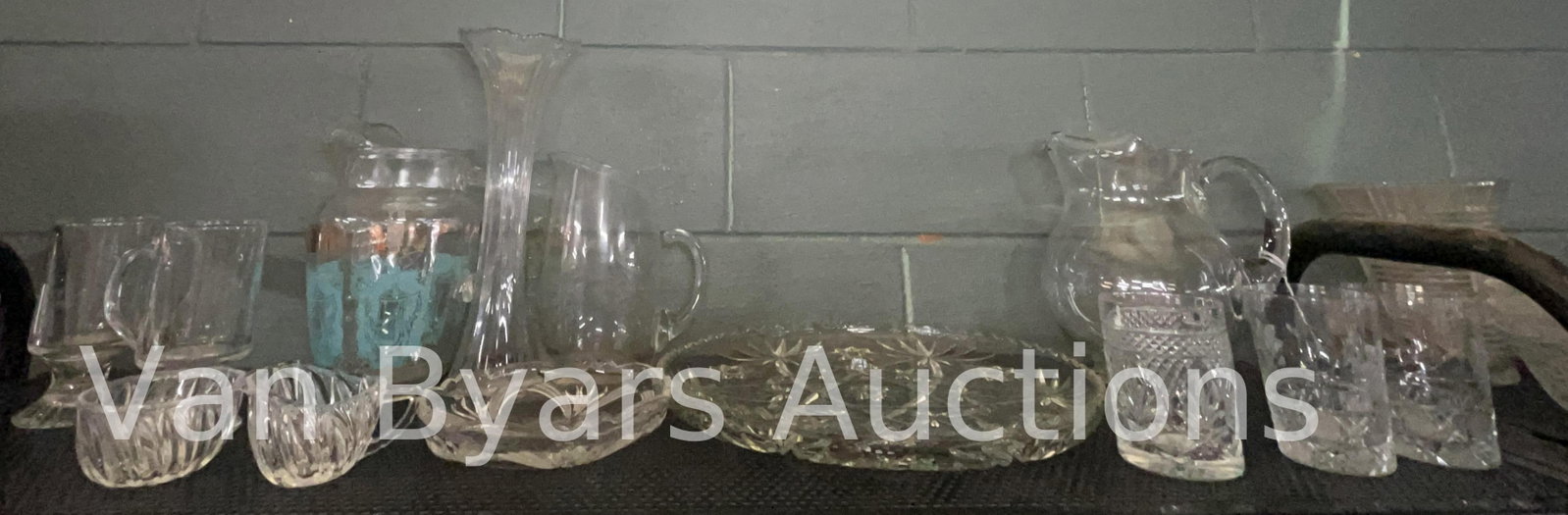 Assorted Glassware, Various Patterns, INV. 2077: Approx. height of tallest vase 12".