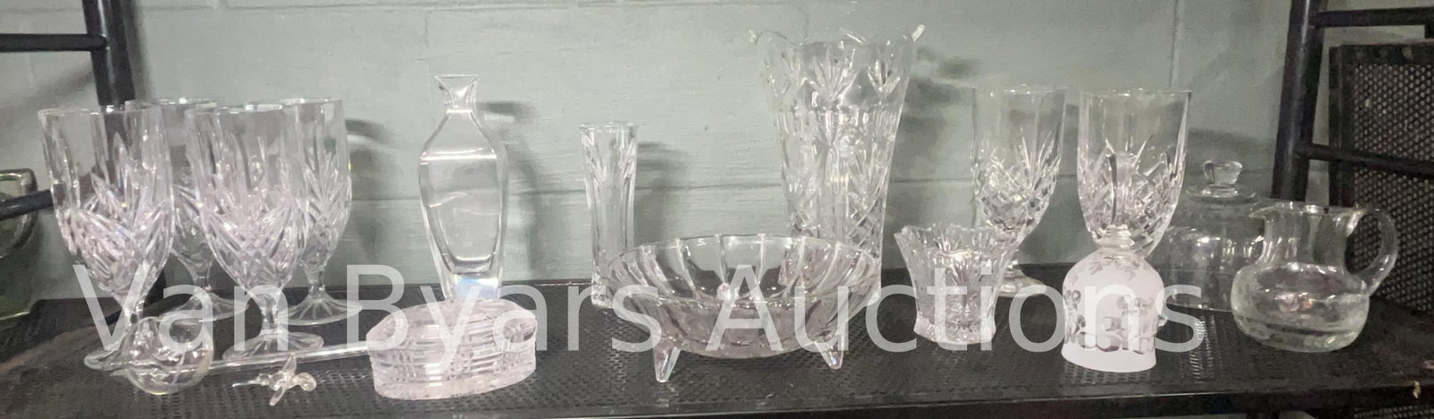 Assorted Glassware, Various Patterns, INV. 2075: Approx. height of vase 10".