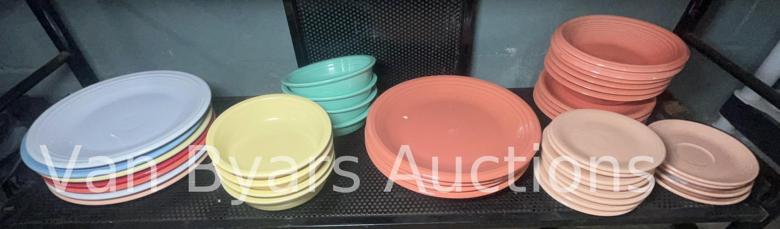 Homer Laughlin China HLC Fiesta Ware, INV 2072: Approx. dia of largest plate 11 1/4". With marking.