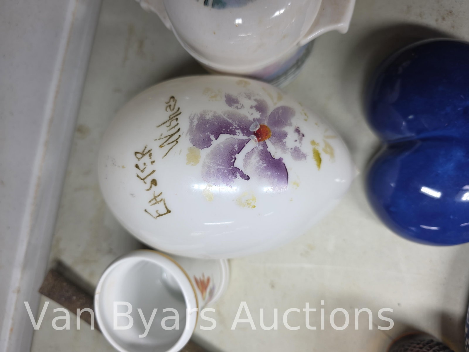 Misc. Antiques including Victorian milk glass, sconces, tin sign, ceramics, INV. 2327 - 2