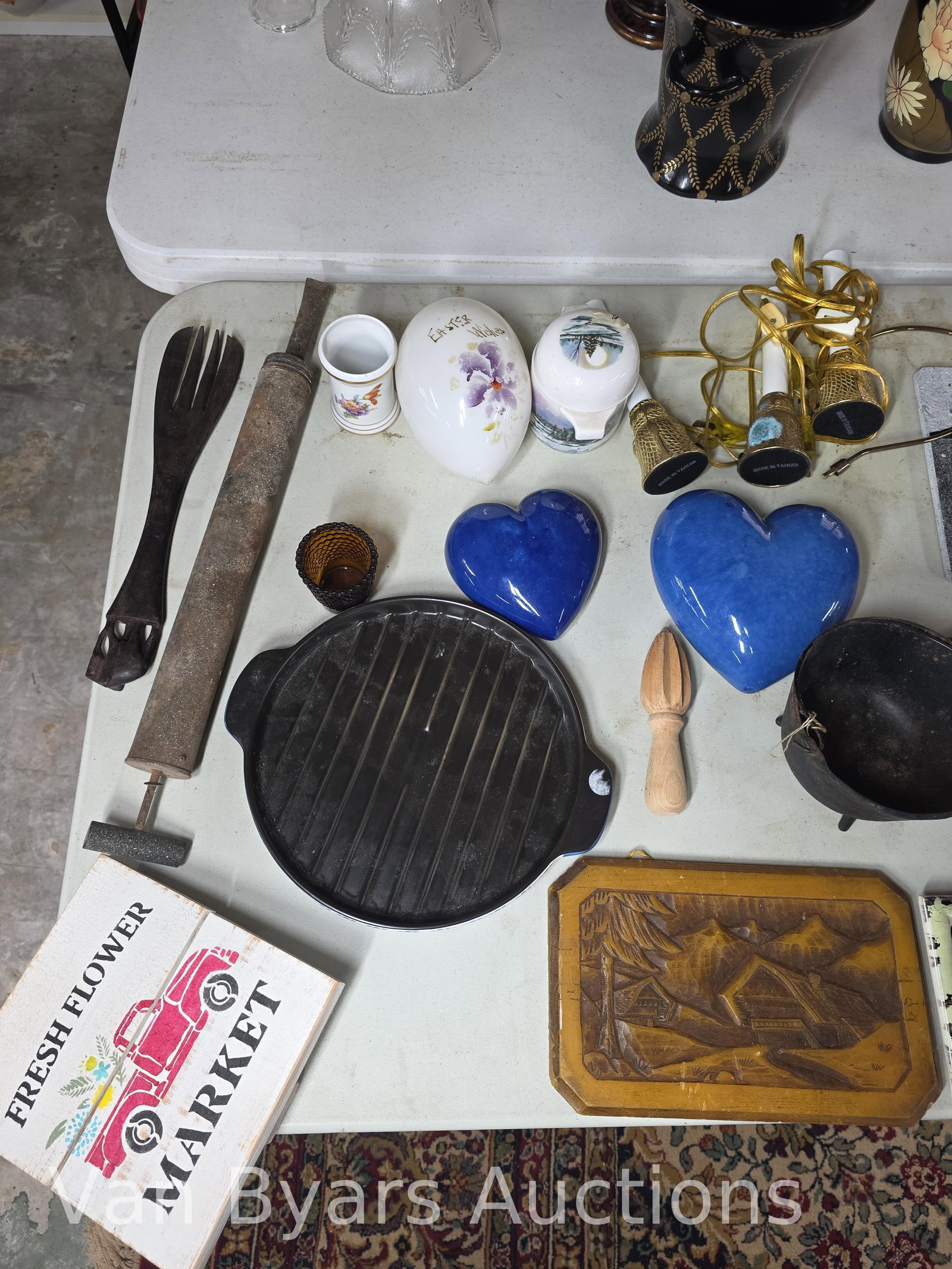 Misc. Antiques including Victorian milk glass, sconces, tin sign, ceramics, INV. 2327 - 3