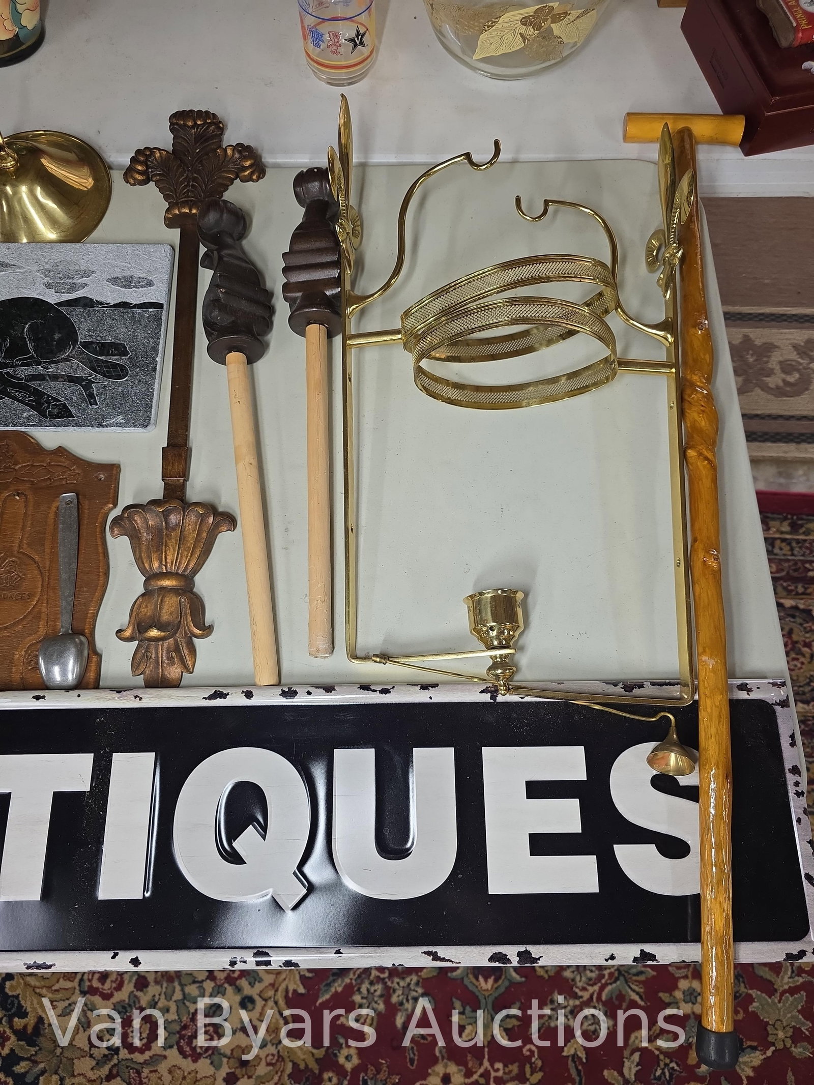 Misc. Antiques including Victorian milk glass, sconces, tin sign, ceramics, INV. 2327 - 5