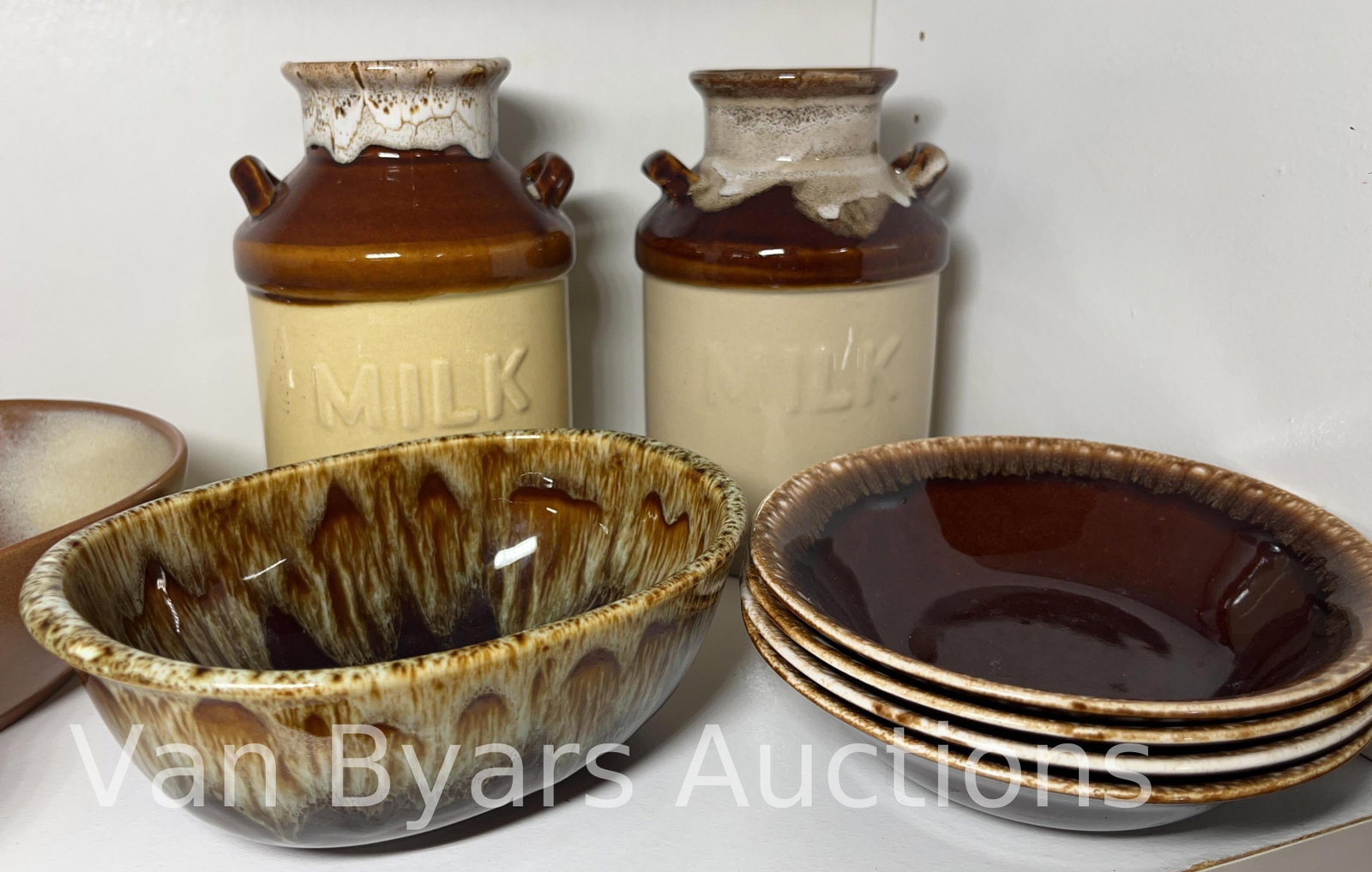 Assorted Brown Drip Glaze Stoneware incl. Frankoma Pottery, INV. 2056 - 3