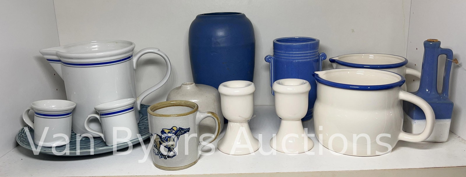 Blue and White Home Decor Items, INV. 2058: Approx. height of tallest vase 8".