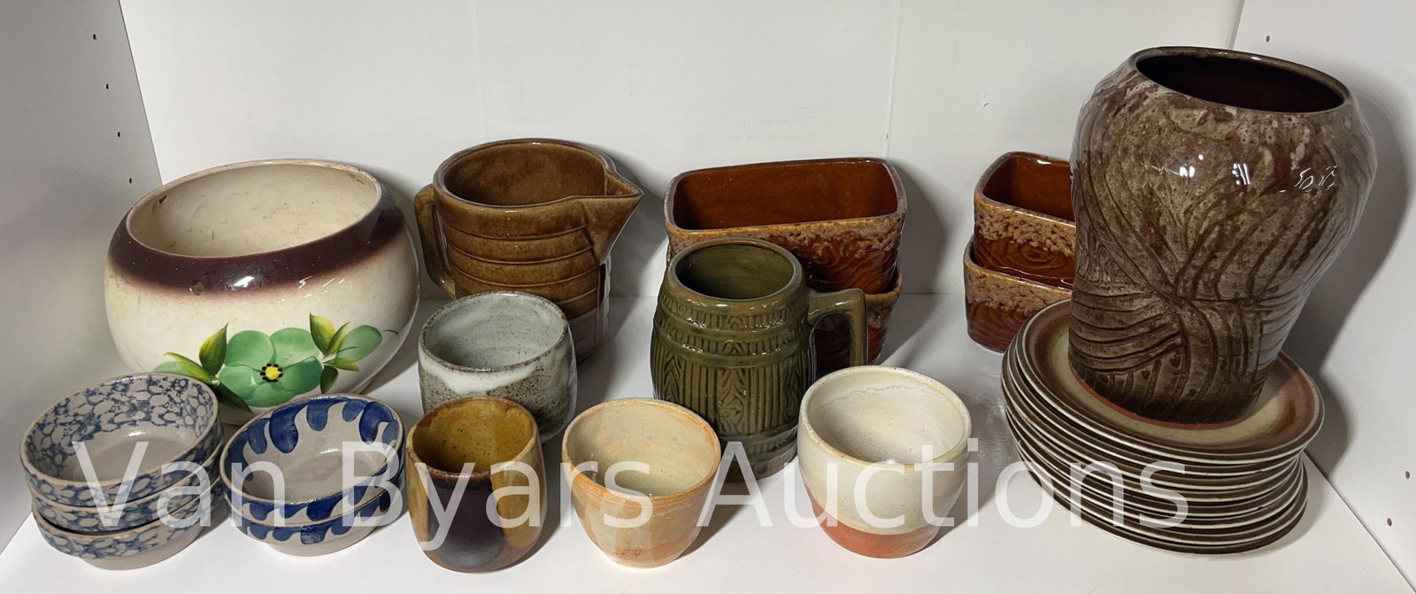 Assorted Glazed and Earthenware, INV. 2050: Approx. height of tallest pitcher 5 1/8".
