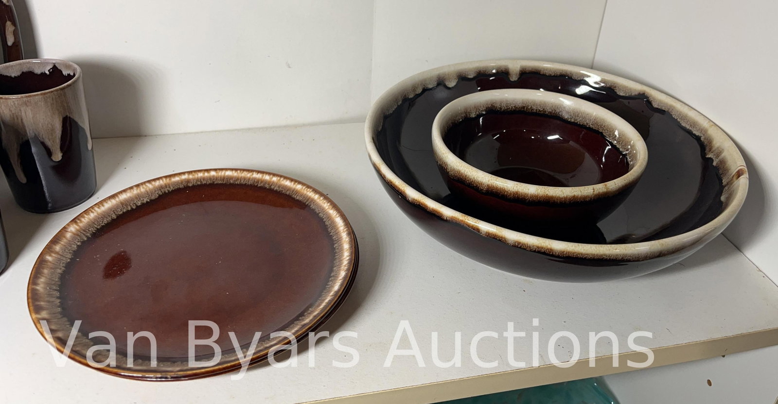 Brown Glazed Drip Pitcher with Matching Cups, and more, Vintage, INV. 2046 - 3