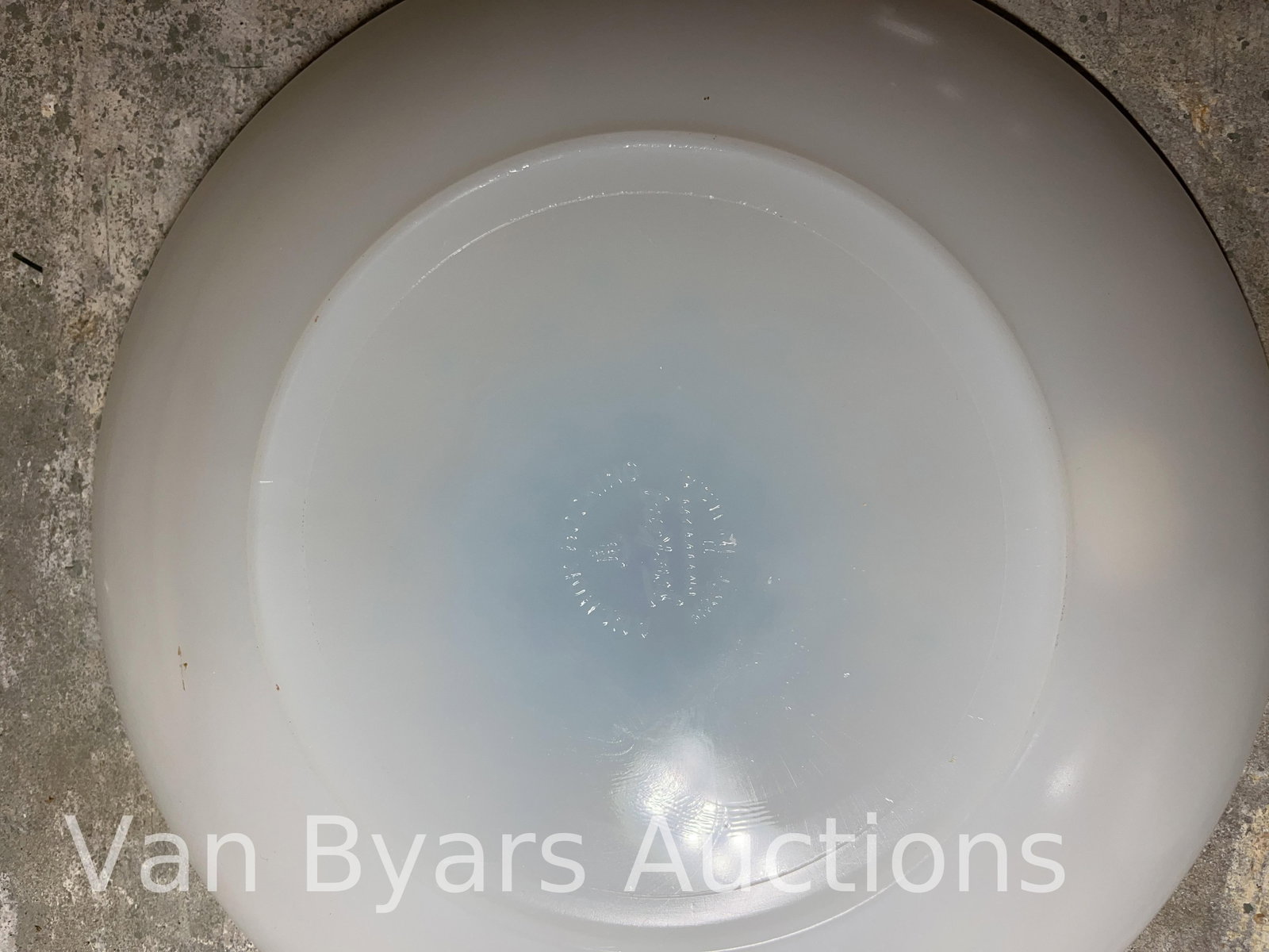 Anchor Hocking Fire-King Milk Glass Plates and Cups in Blue Mosaic Pattern, Vintage, INV. 2040 - 3