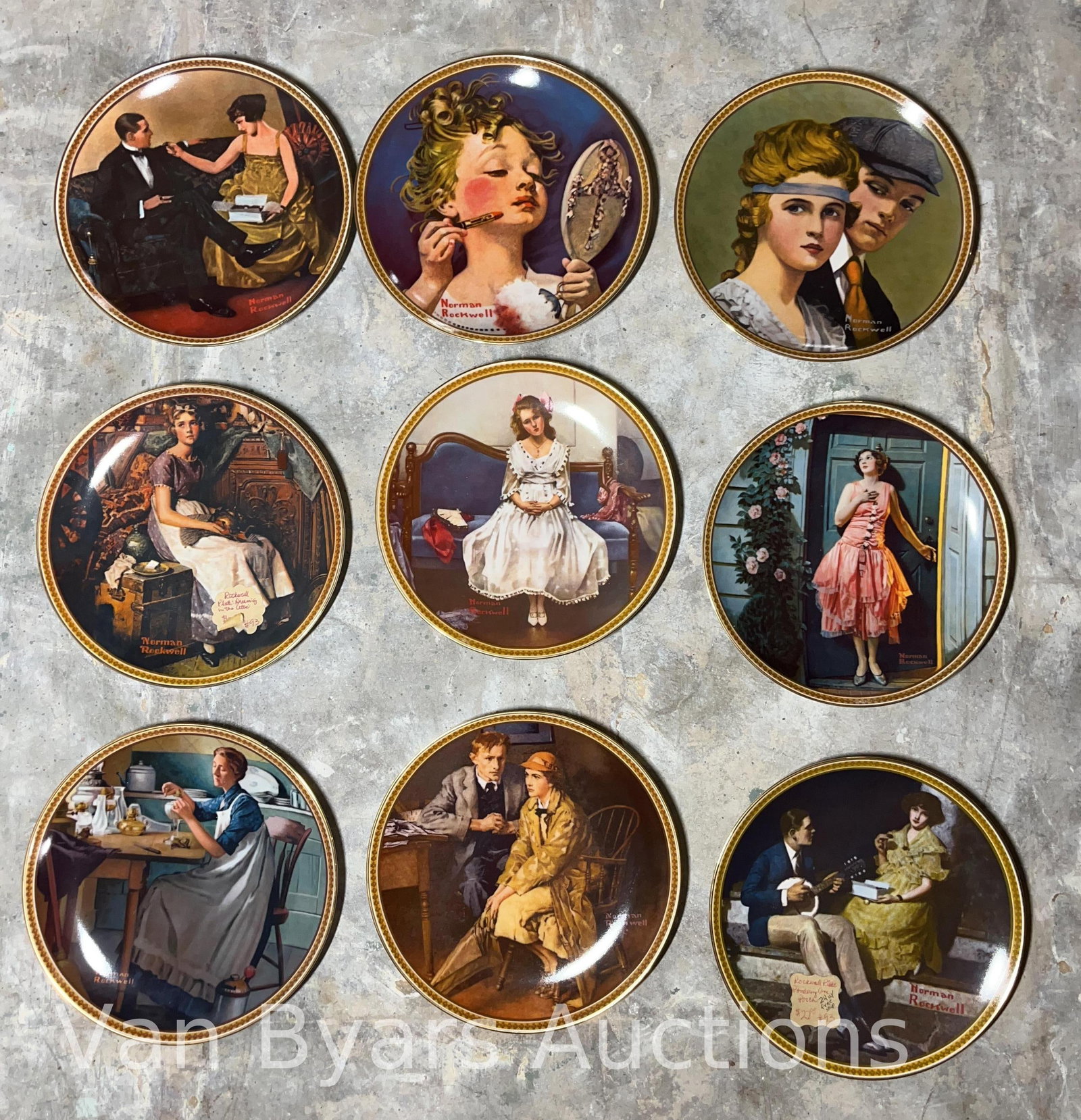Knowles Normal Rockwell Collector Plates, 9 pieces, INV. 2039: Approx. dia. 8 5/8".