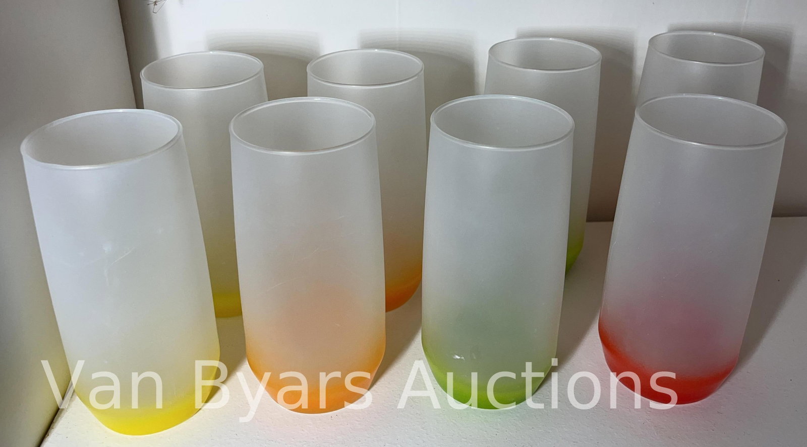 Vintage MCM Frosted Glasses Set, 8 pieces, INV. 2035 - 2