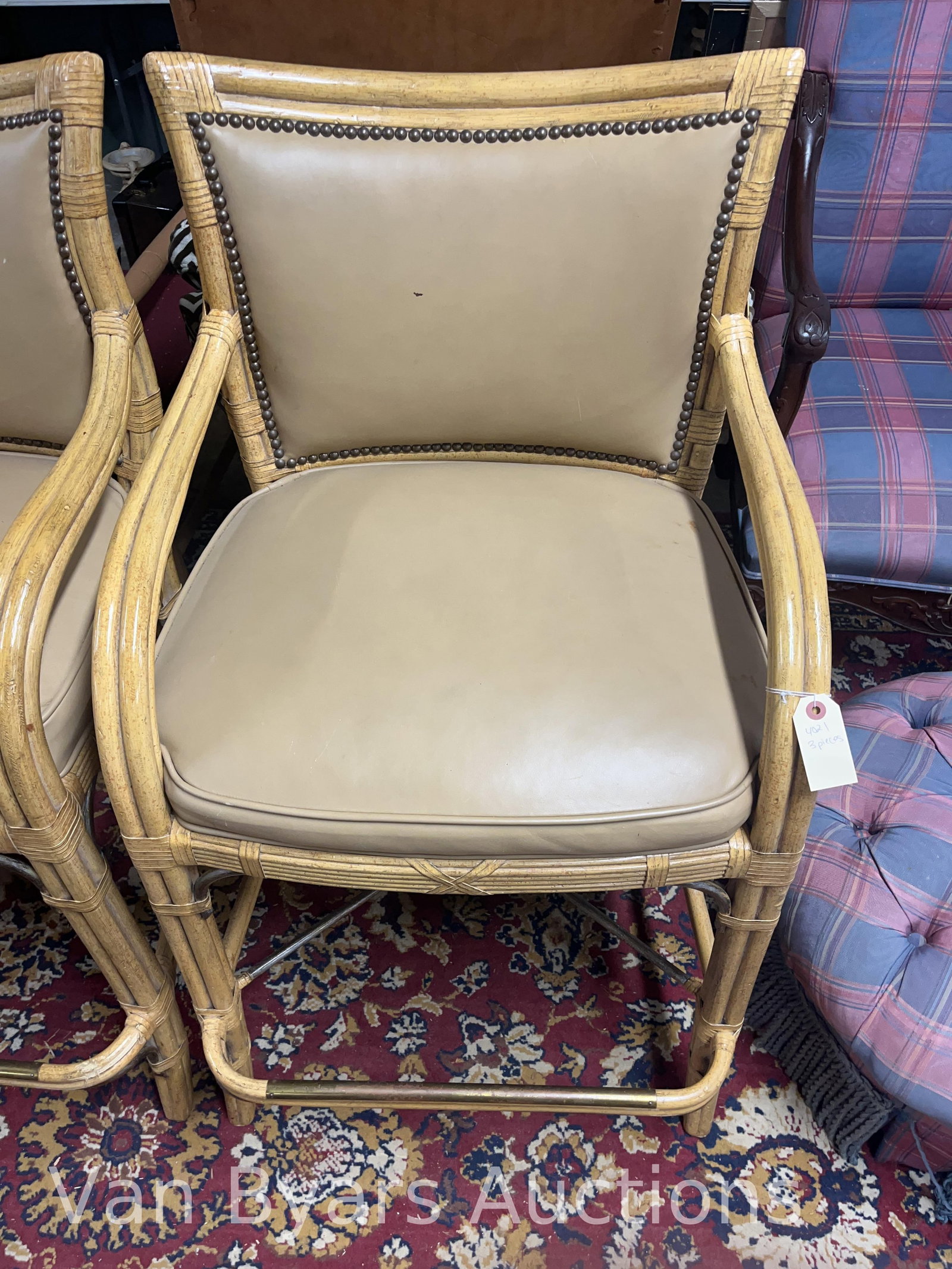 Three Bar Chairs, INV. 4021: Each approx. 42 x 23 x 24 inches.