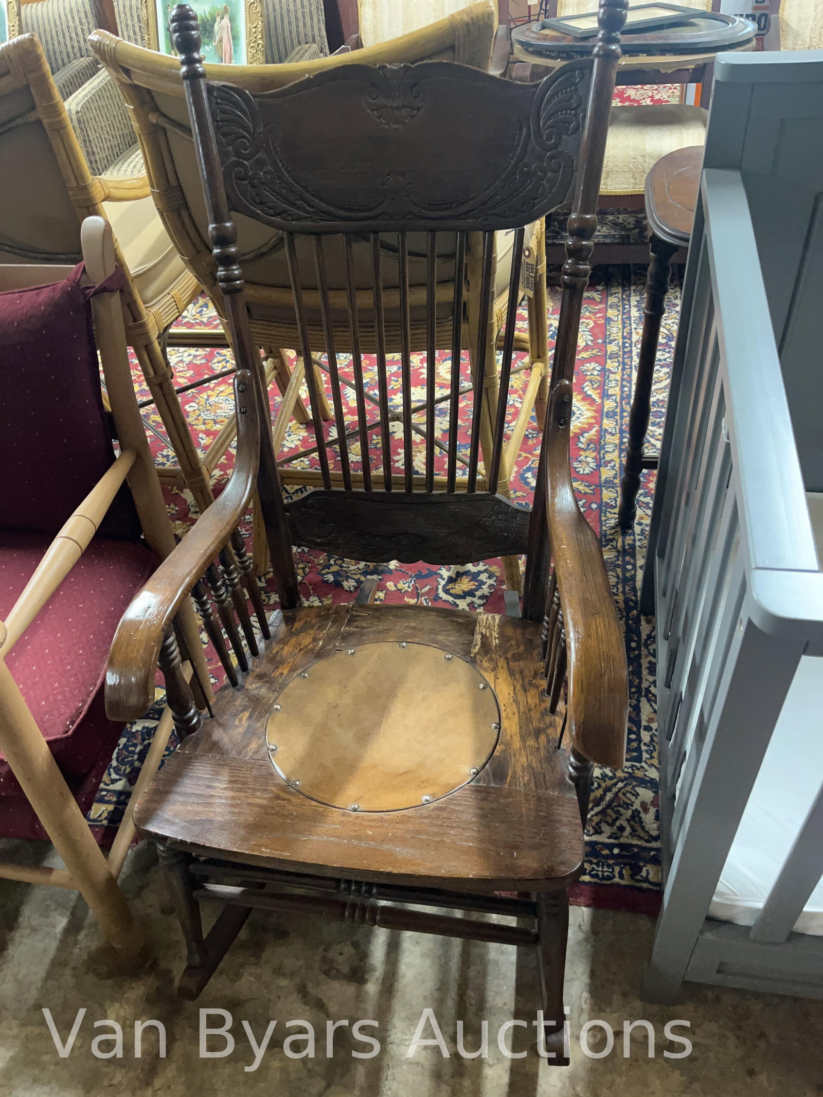 Rocking Chair, INV. 4028: Approx. 44 x 22.5 x 29 inches.