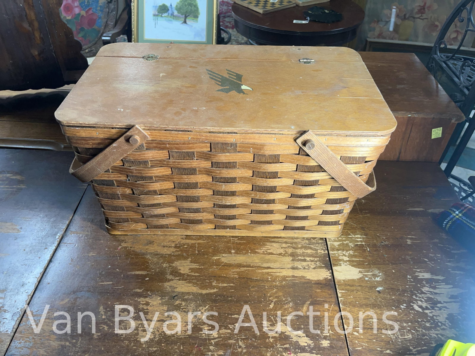 Winston Cigarettes Woven Basket and Two Picnic Style Baskets, INV. 4044 (1 of 10)