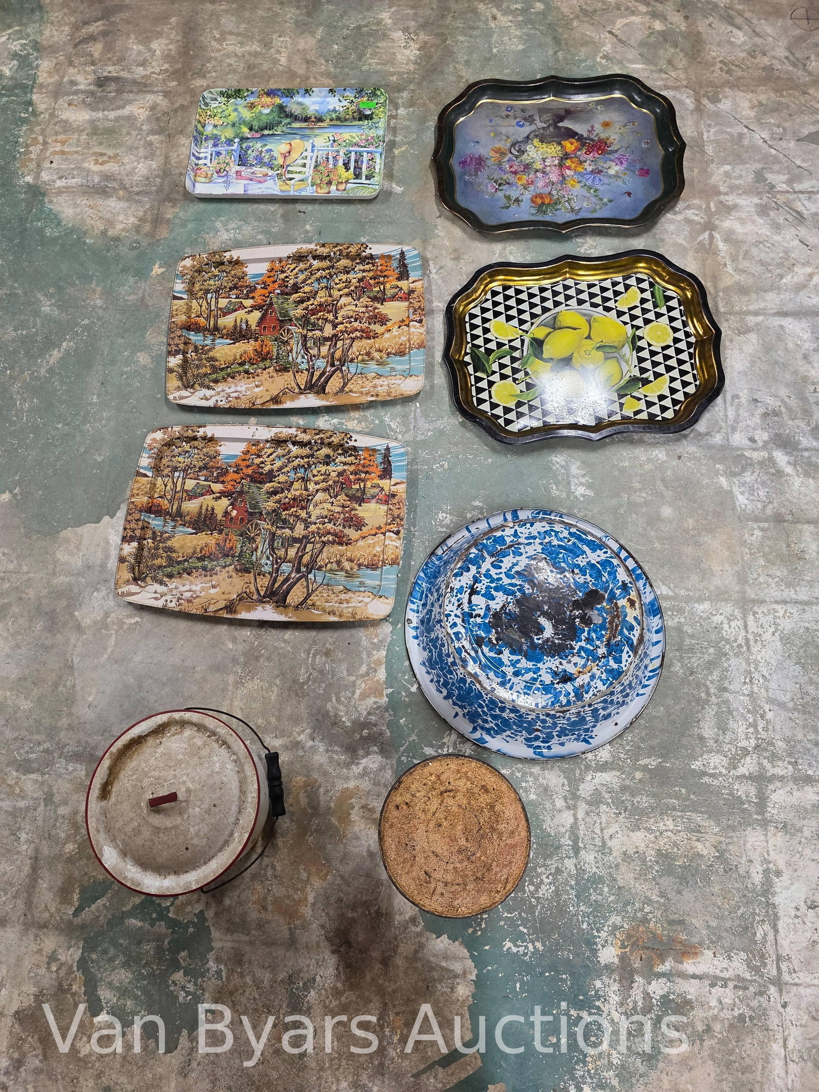 Enamelware and Trays, INV. 2204: Enamelware and Trays, INV. 2204