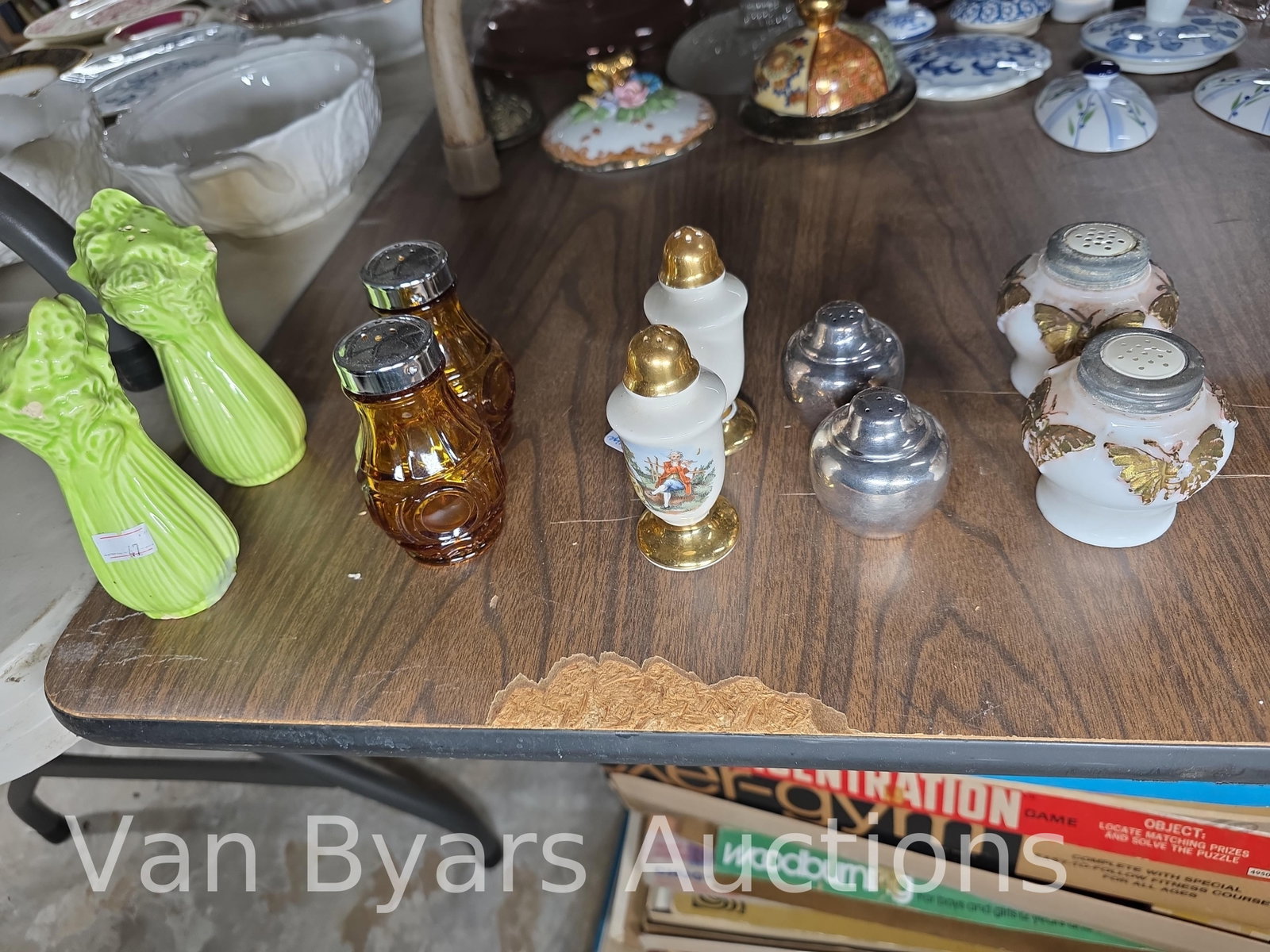 Shakers, including a set of Eagle mfg. early milk glass, INV. 2318 - 3