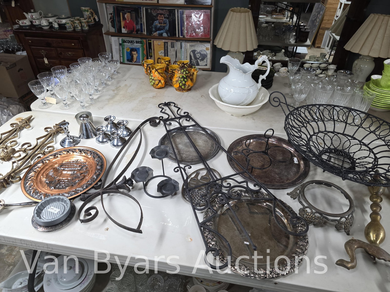 Misc. Metal items. Easel, sconces, trays and more, INV. 2325 (1 of 5)