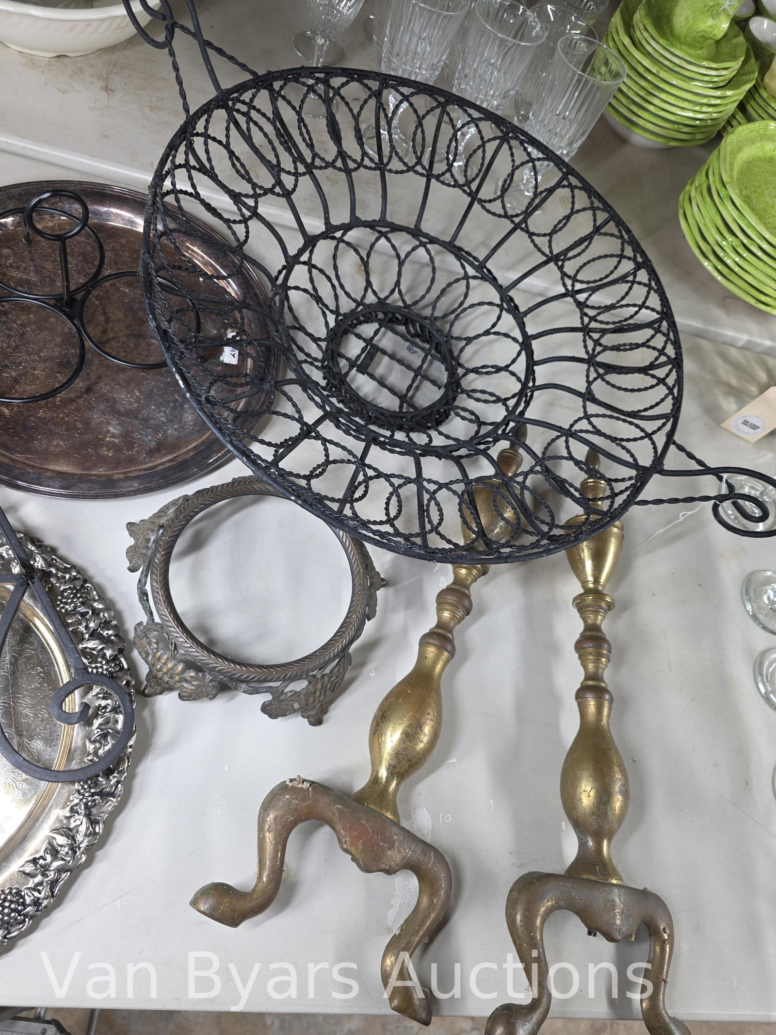 Misc. Metal items. Easel, sconces, trays and more, INV. 2325 - 2