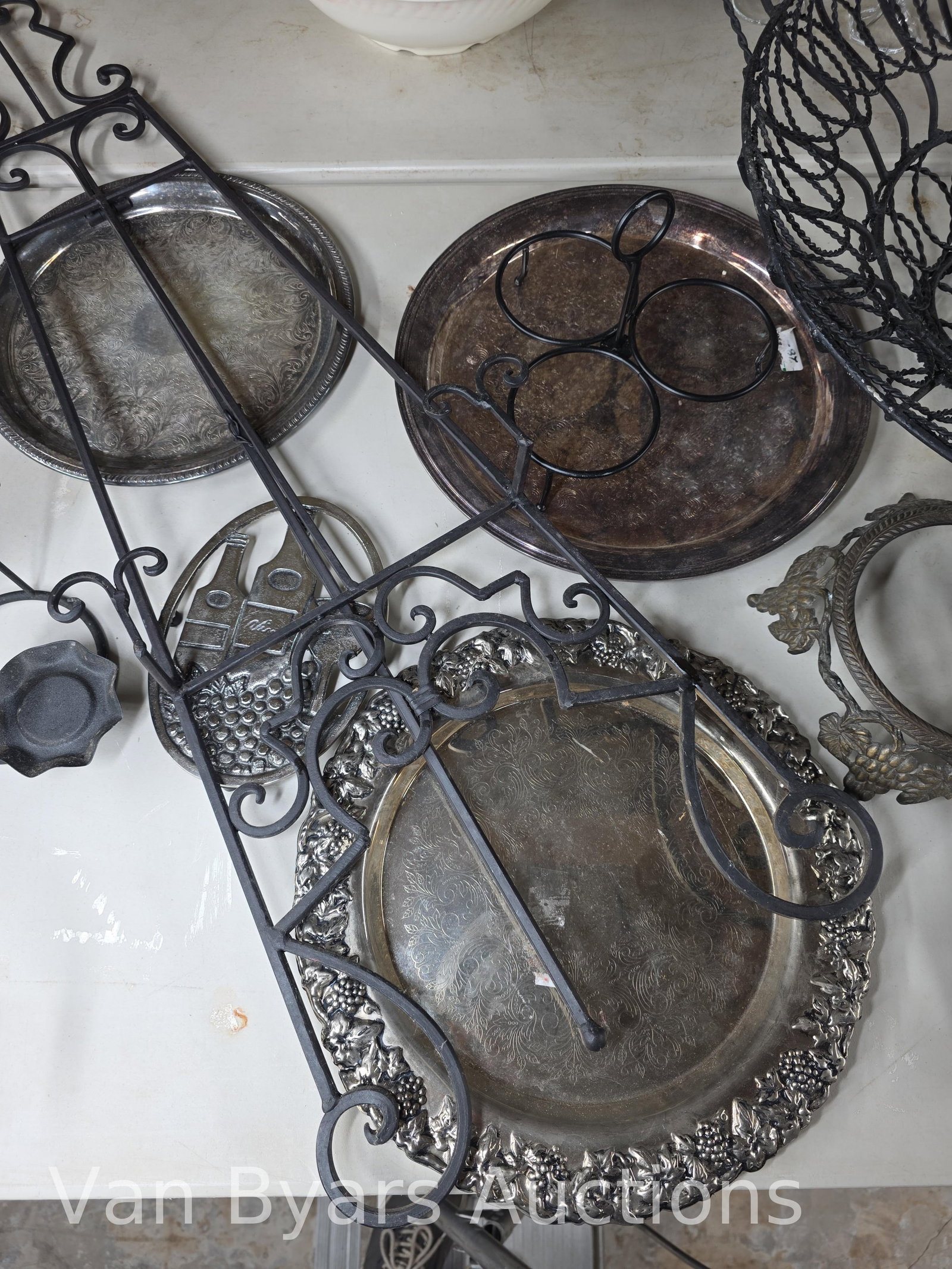 Misc. Metal items. Easel, sconces, trays and more, INV. 2325 - 3