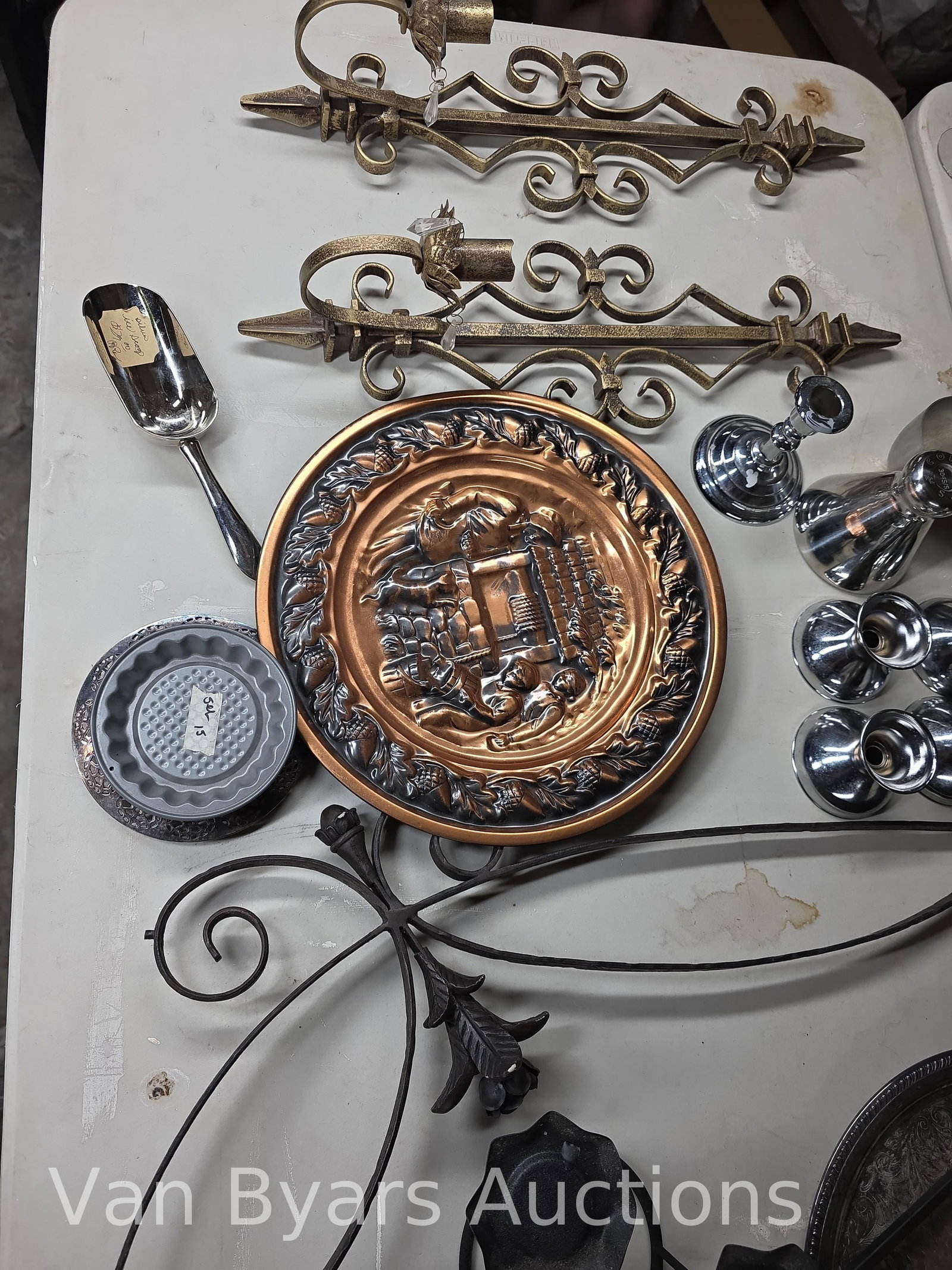 Misc. Metal items. Easel, sconces, trays and more, INV. 2325 - 5