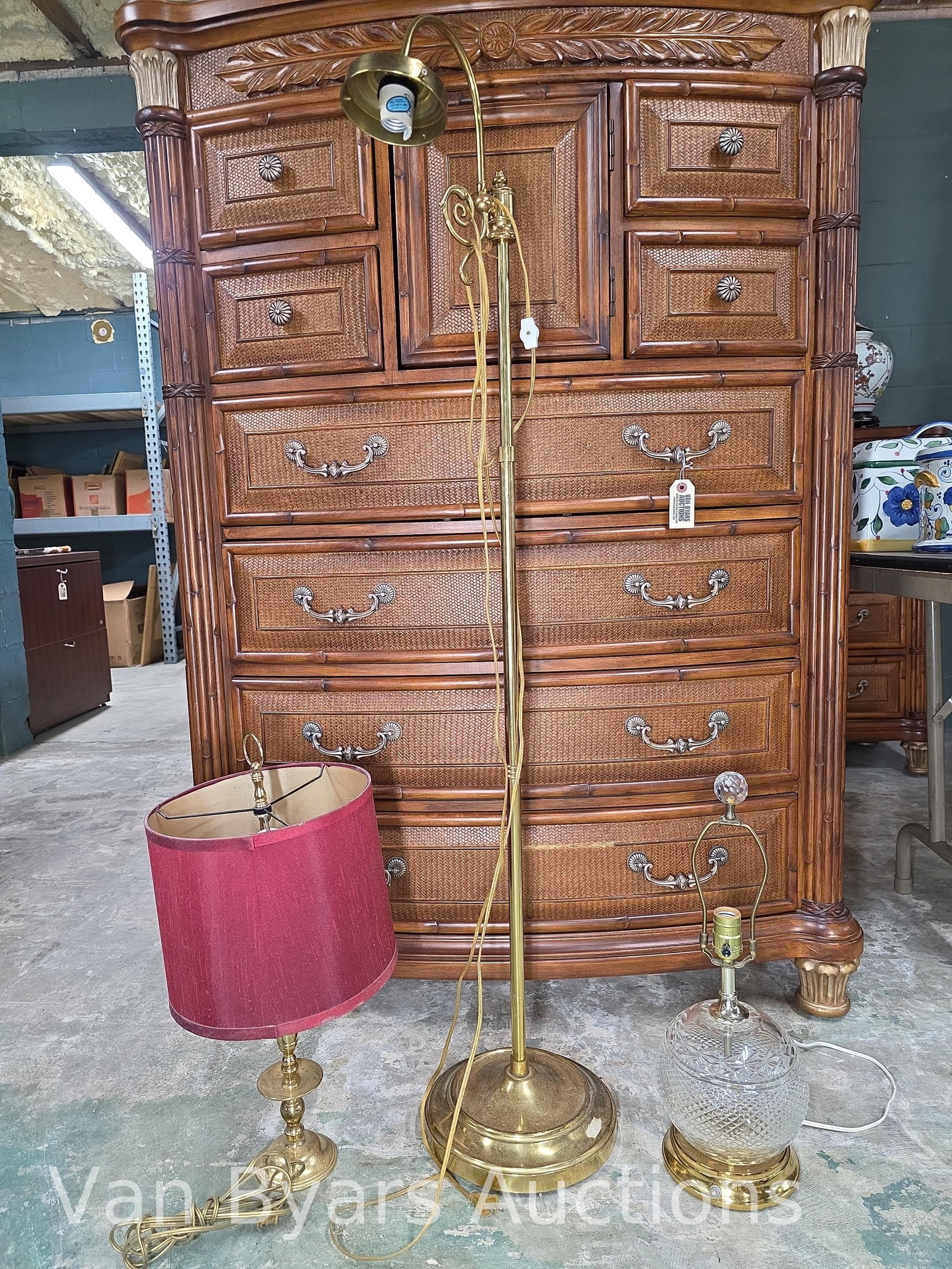 3 brass and glass lamps, INV. 2330 - 2