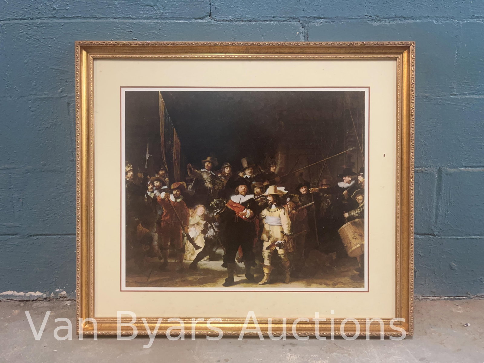 Rembrandt "The Night Watch" Framed Print, INV. 2292: Approx. 31 x 35 x 1.5 inches.