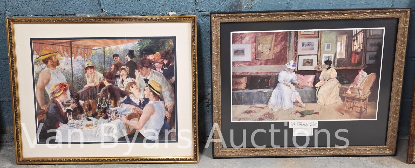 Four Impressionism Figural Scenes, INV. 2158: Including Renoir print, William Merritt Chase print. Largest frame 35 x 40 inches