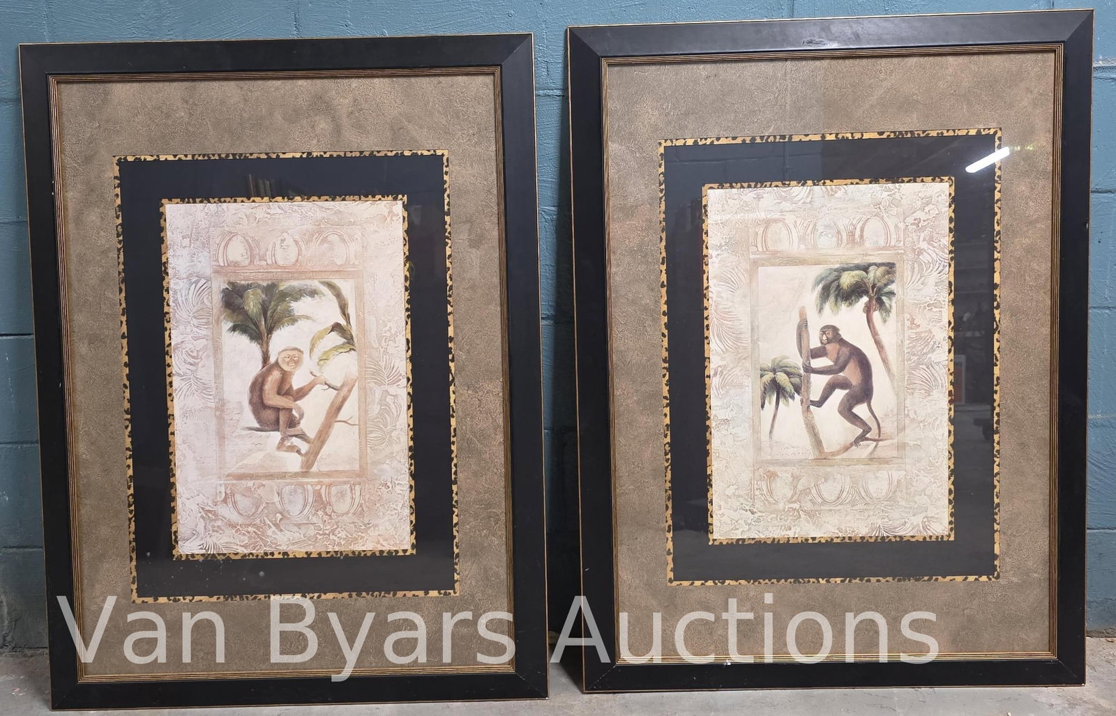 Two Monkey Prints, INV. 2156: Frame 44.75 x 33.75 (each).