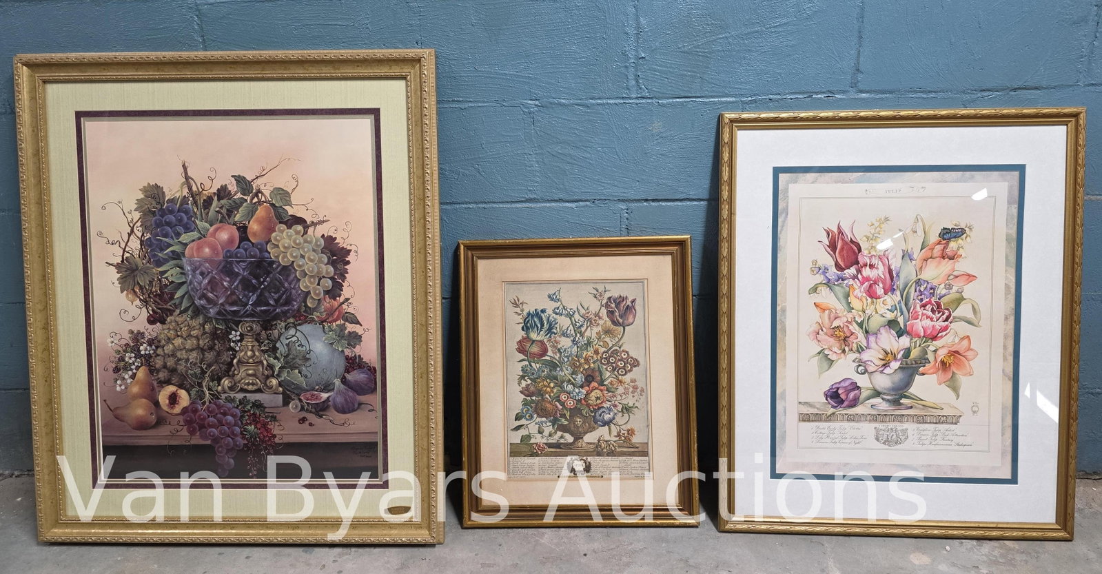 Three Floral Scenes, incl. GlyndaTurley, INV. 2161: Includes a Certificate of Authenticity for the Glynda Turley Largest frame 37.75 x 31.75 inches