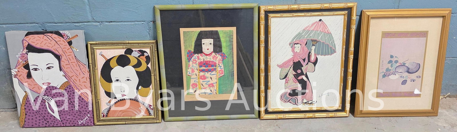 Five Asian Scenes, INV. 2166: Largest frame 20 x 16 inches