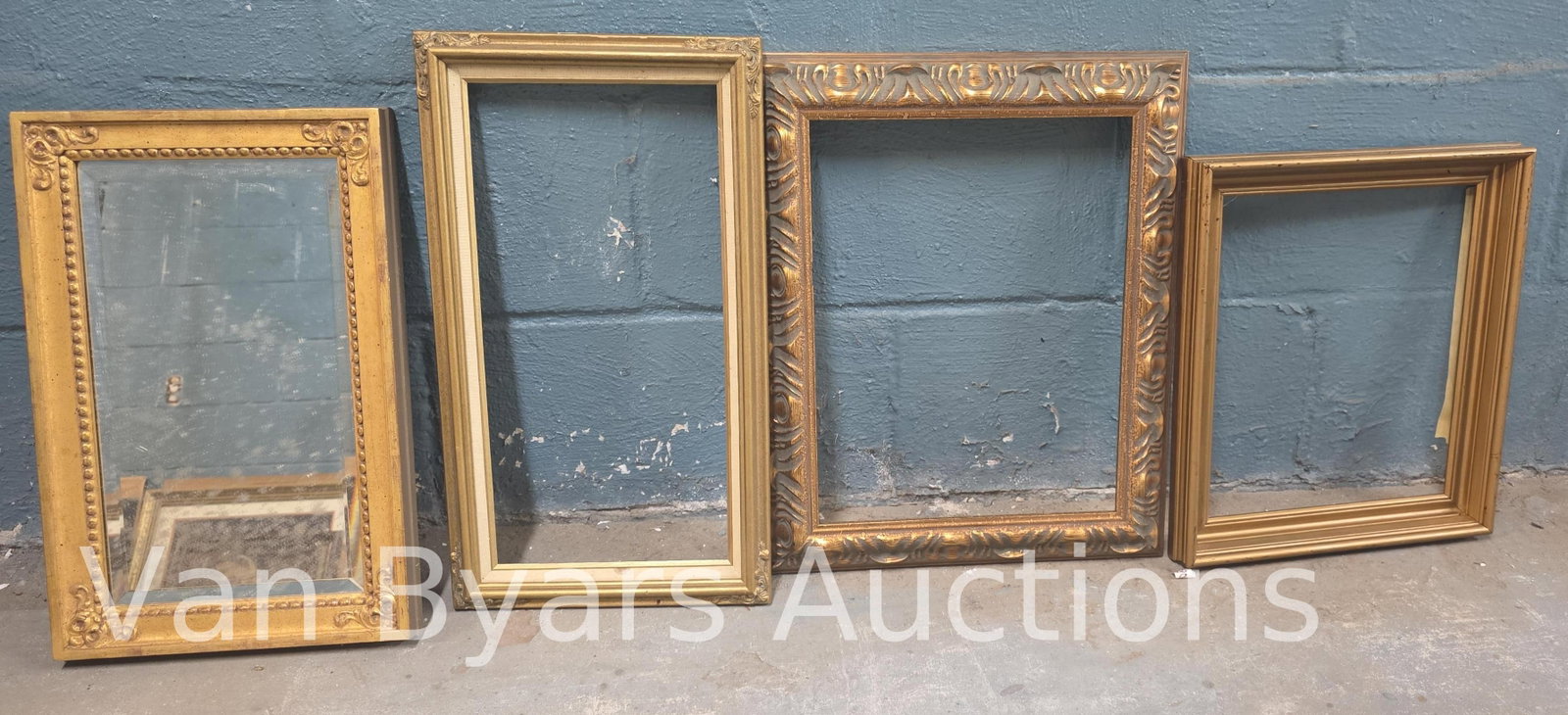 Four Frames, (one with mirror), INV. 2305: Largest approx. 17.75 x 14.625 x 1.5 inches.