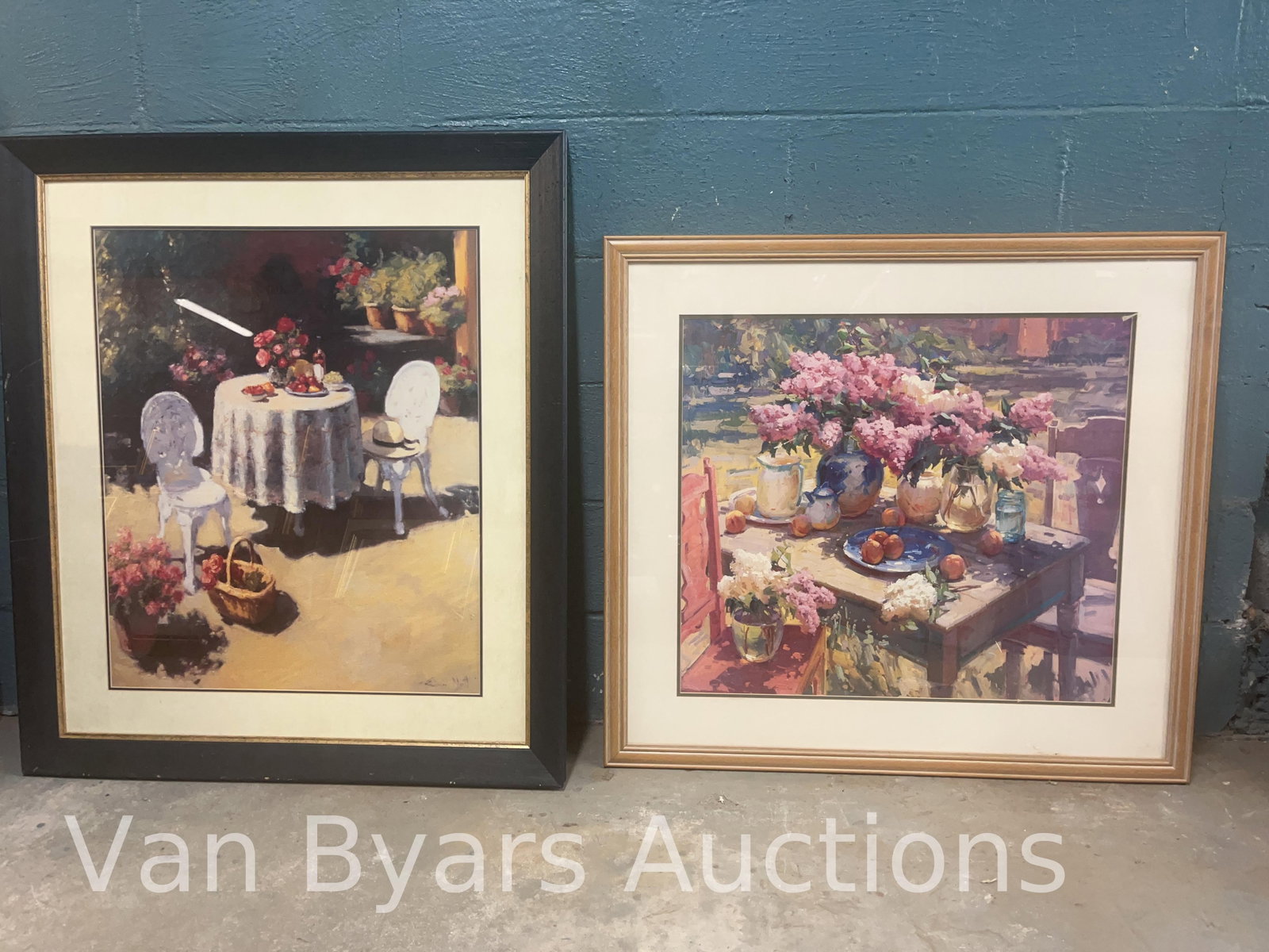 Three Framed Garden Scenes, INV. 2242: Largest approx. 40 x 34.5 x 1.5 inches.