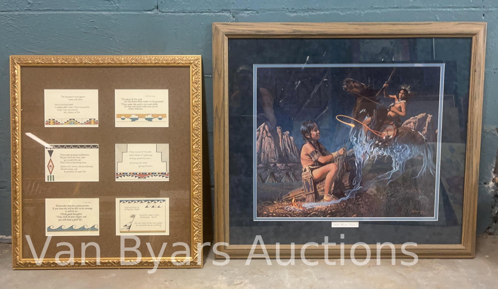 Two Western Style Framed Artwork, INV. 2252: Largest. approx. 31.5 x 35 x 1 inches.