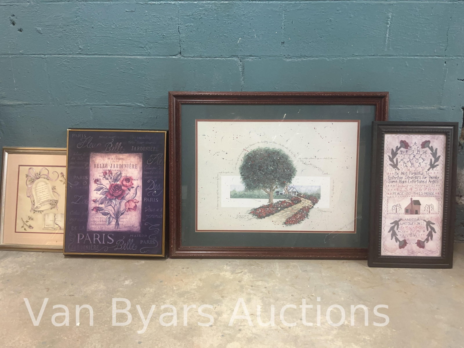 Four Framed Wall Decor, INV. 2253: Largest approx. 27.5 35.5 x 1 inches.