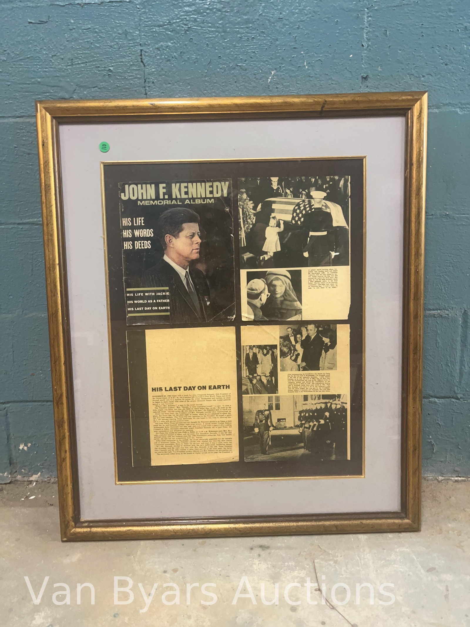 Framed John F. Kennedy Item, INV. 2288: Approx. 34 x 29 x 1 inches
