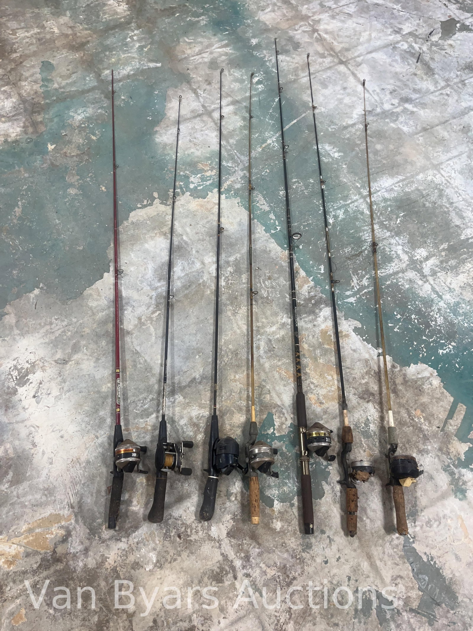 Vintage Fishing Poles, INV. 2168: Approx. as bundled together 74 x 12 x 12 inches.