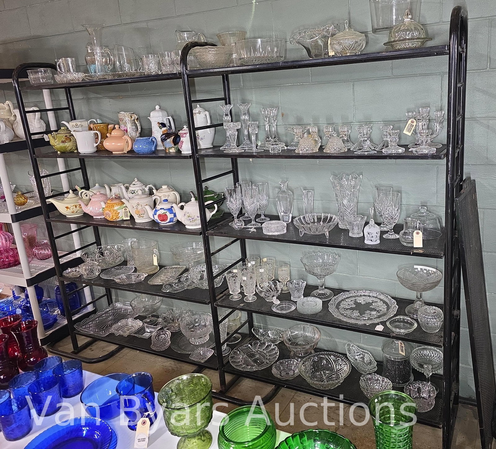 Three Black Metal Shelving Units, Interlocking, INV. 4008 - 2