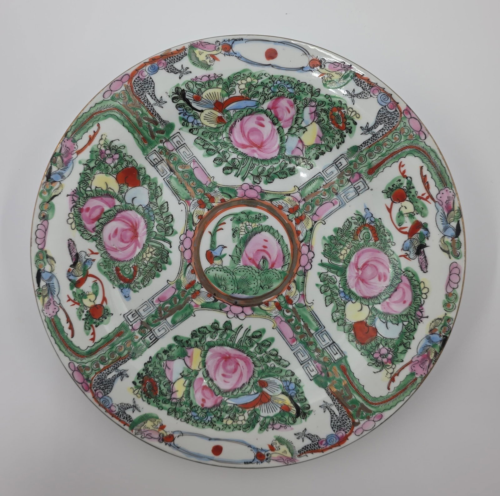 Chinese Rose Medallion Plate, INV. 1017: 10 1/8" dia. with marking