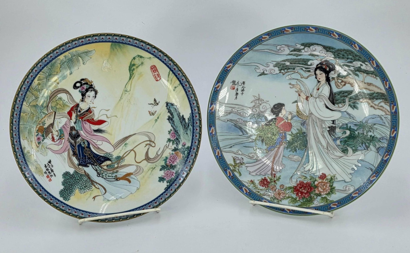 3 Collector Plates incl. Legends of West Lake and Beauties of the Red Mansion, INV. 1098: Dia. of each 8 1/2" Details to bottom of each