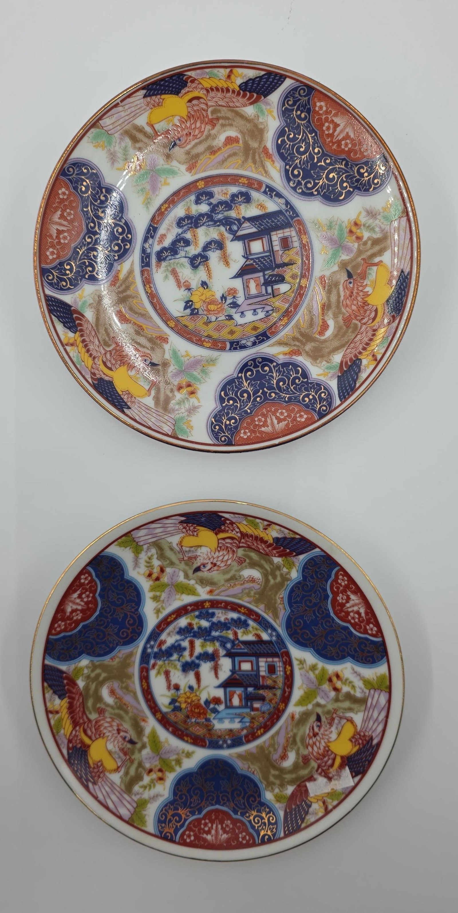 2 Imari Phoenix Plates, INV. 1019: plate 1 is 6 1/2" dia. plate 2 is approx. 6 3/8" dia