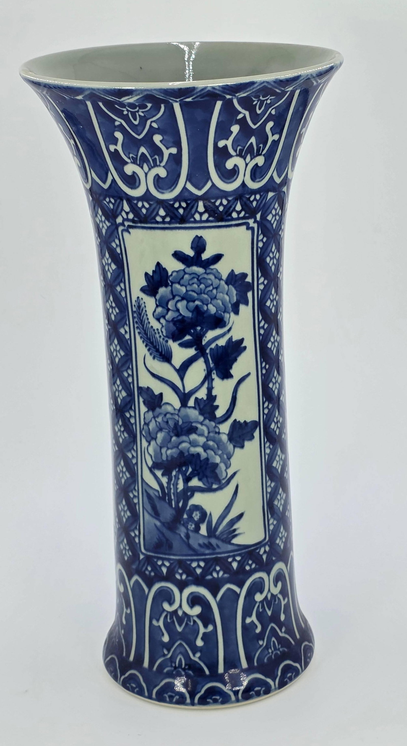 Chinoiserie Blue and White Vase, INV. 1068: Approx. 14" height. With marking.