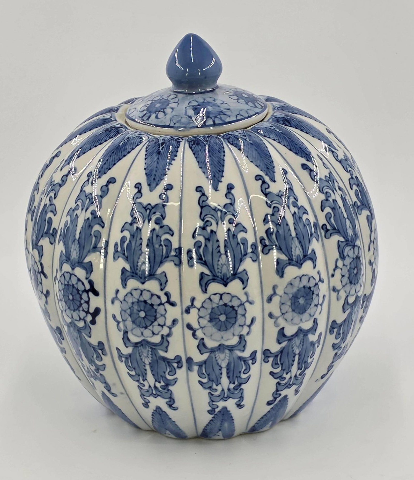 Chinese Blue and White Porcelain Ginger Jar with lid, INV. 1021: Approx. 10 1/2" height to top of lid. With marking.