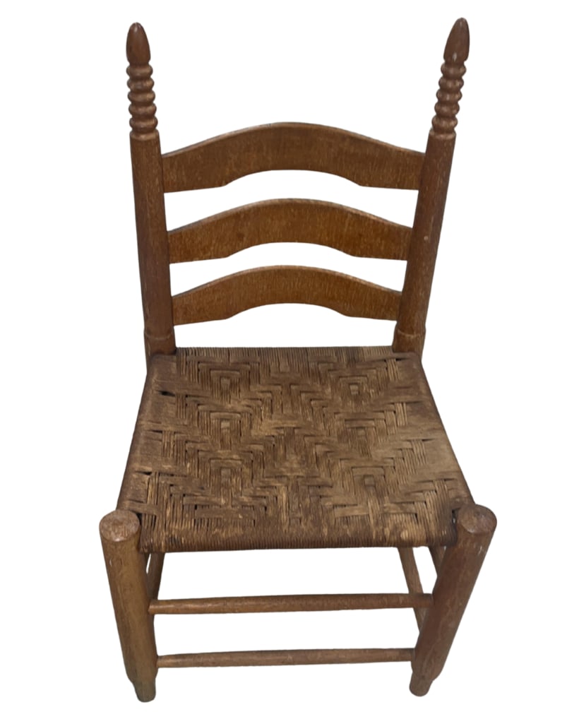 Antique Ladderback Chair with Woven Seat, INV. 3051 (1 of 5)