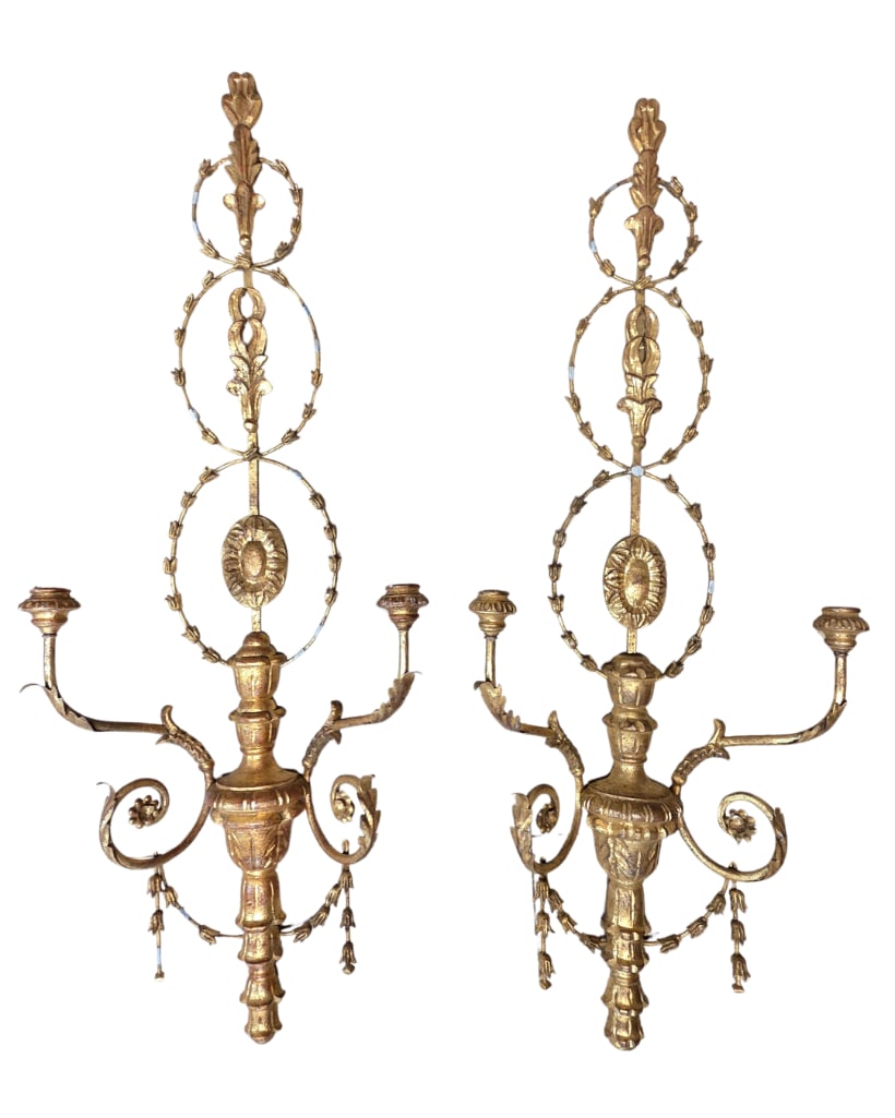 Pair Myran Allen Luxury Italian Wood Gold Sconces, INV. 1274 (1 of 10)