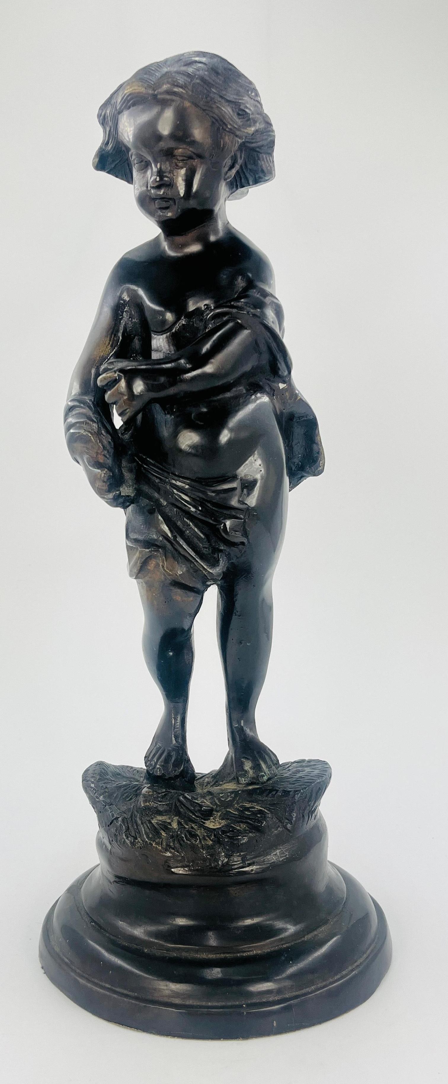 Bronze of Young Boy, Inscribed Rousseau, INV. 1152: Inscribed to back. Approx. height 15".
