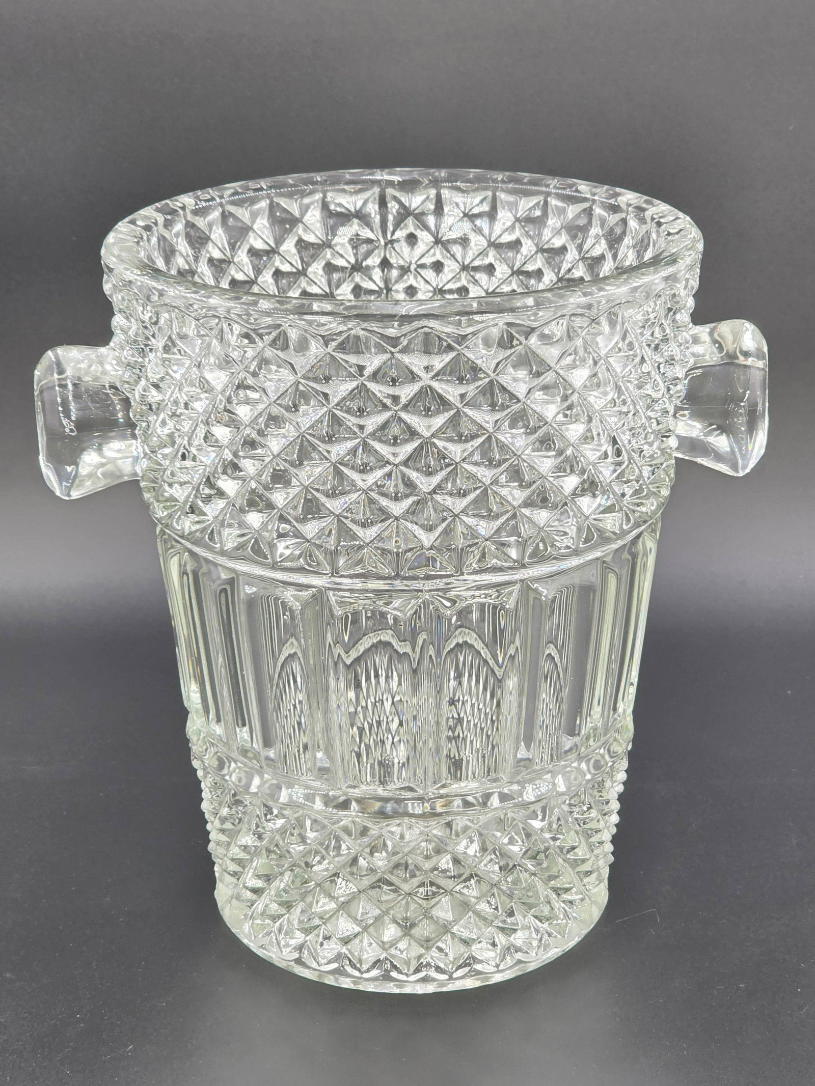 French Molded Crystal Champagne Bucket, INV. 1219: Approx. height 9 1/4".