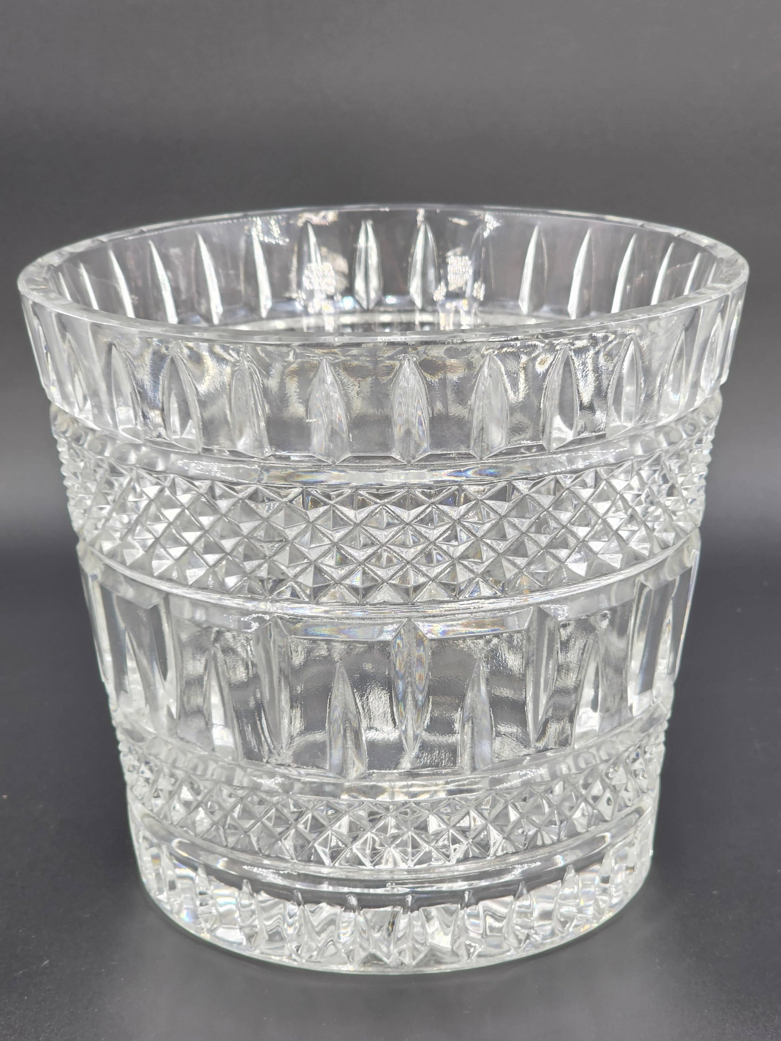 Czechoslovakian Crystal Ice Bucket or Italian Crystal Ice Bucket, INV. 1220: Approx. height 7 1/4".