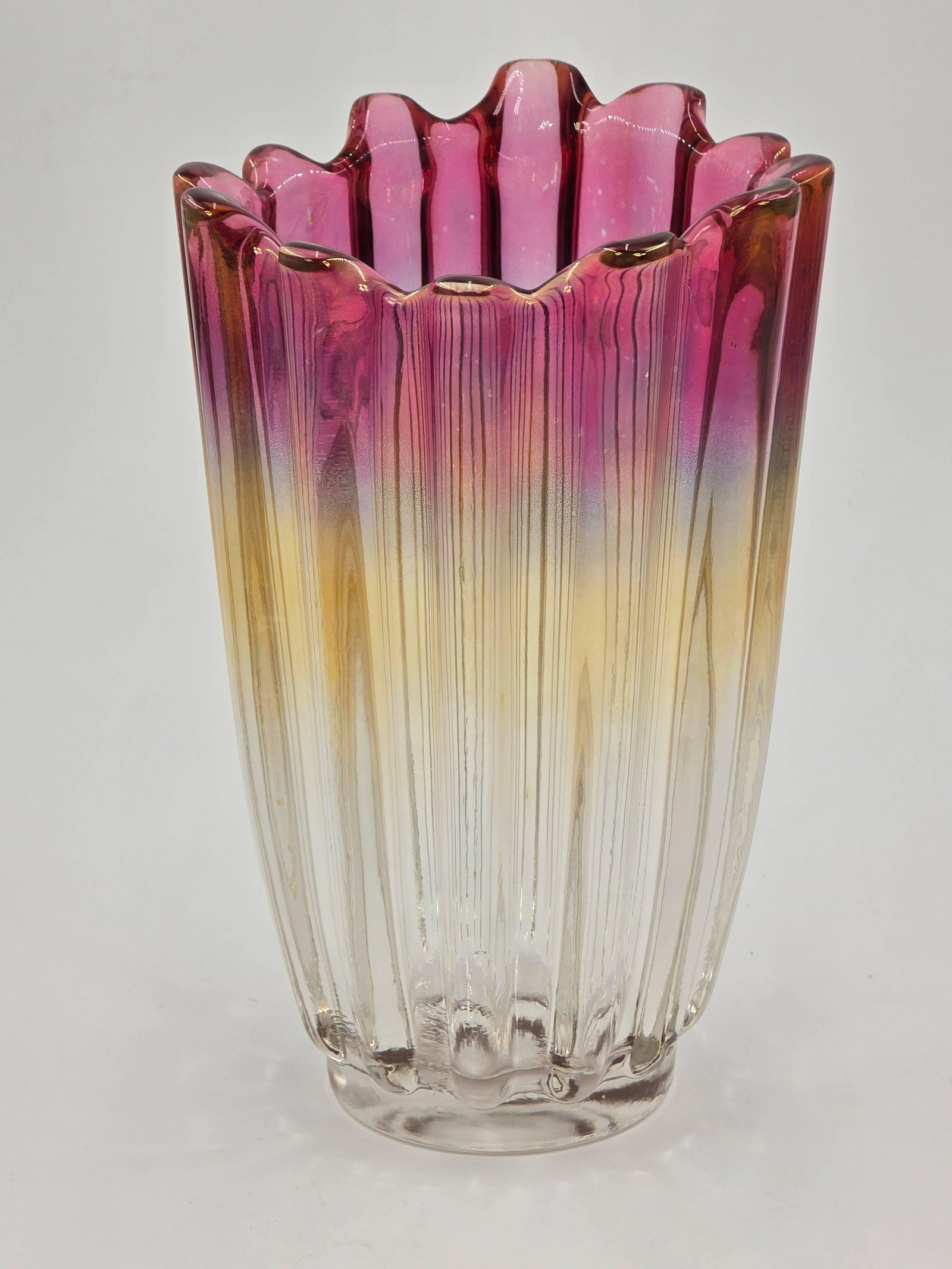 Federal Glass Celestials Iridescent Marigold Vase, INV. 1199: Approx. height 7 3/4".