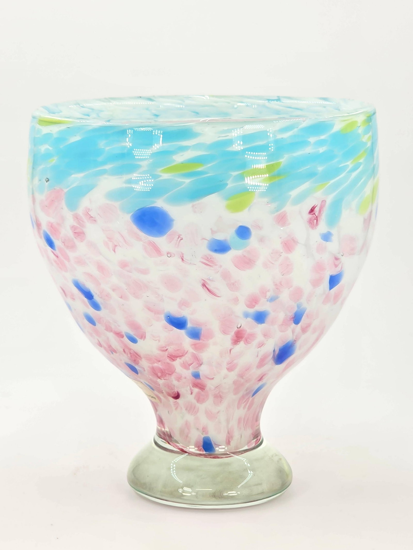Murano Style Art Glass Bowl, Confetti Design, INV. 1284: Approx. 9 x 8 x 8 inches.