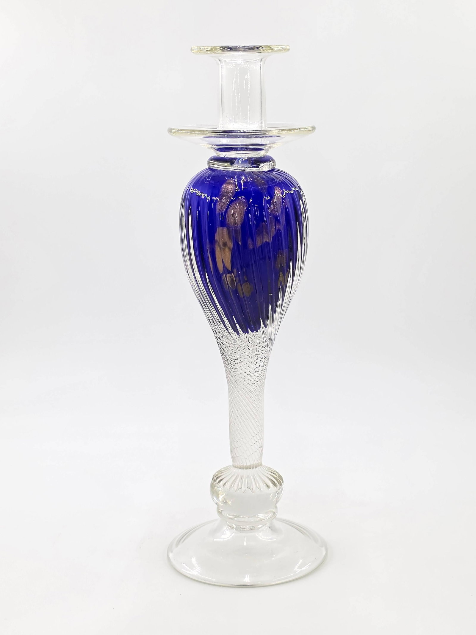 Vincenzo Nason Murano Art Glass Candlestick Holder, INV. 1287: Approx. 13.625 x 4.125 x 4.125 inches.