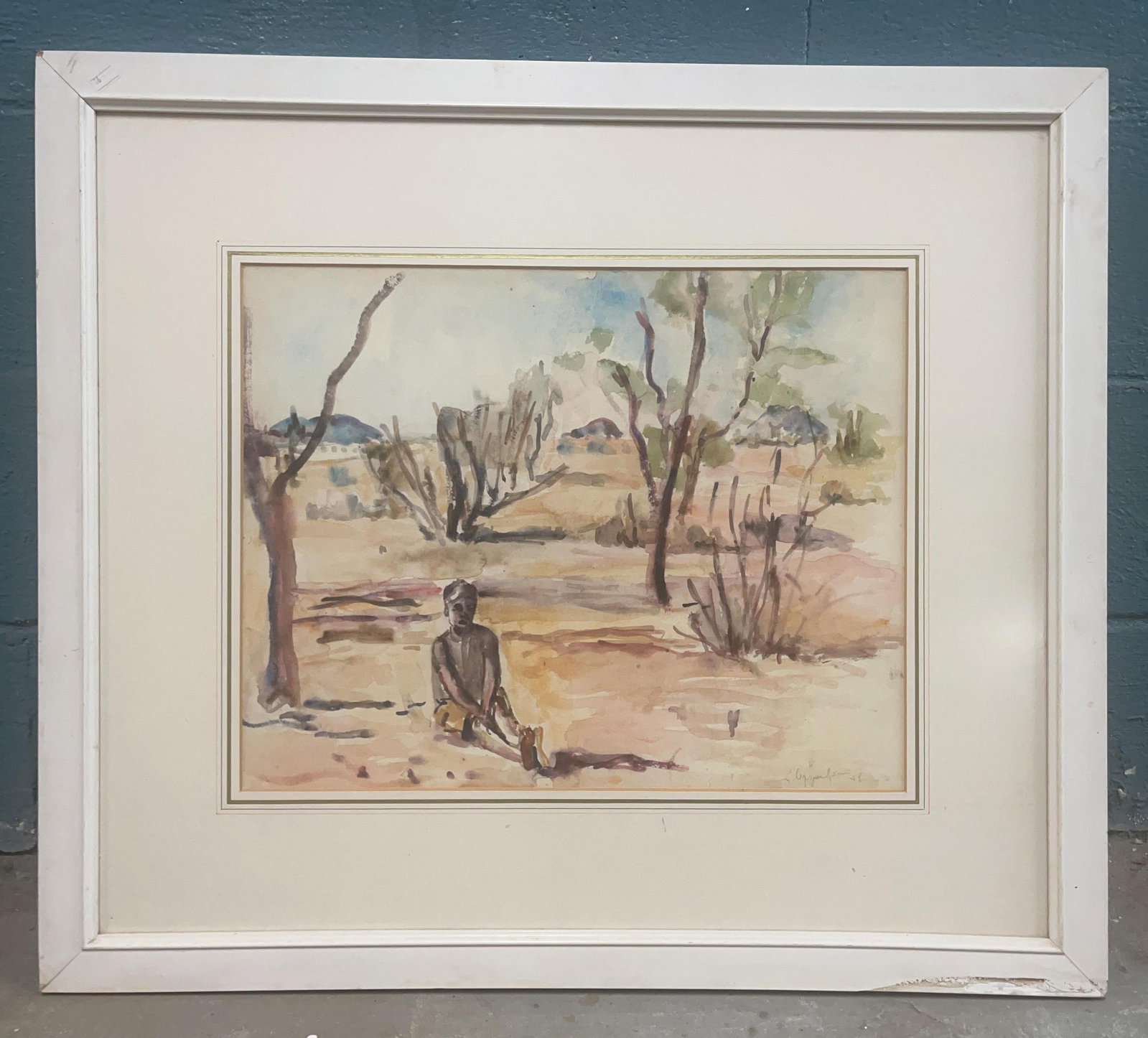 Signed Watercolor, Possibly Annemarie Oppenheim, INV. 1294: Signed and dated to lower right. Approx. 26 x 30.25 x 0.5 inches.